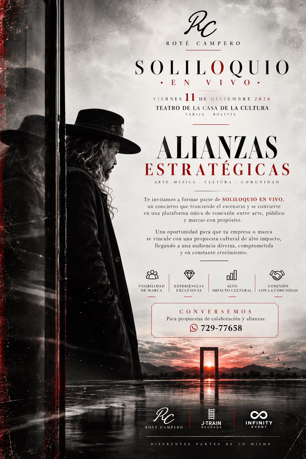 Afiche de alianzas estratégicas de Soliloquio en vivo